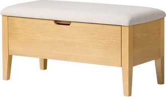 Woodek Banco en roble macizo 90 cm, asiento beige
