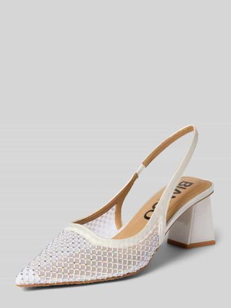 Bianco Pumps mit Ziersteinbesatz und Blockabsatz in Offwhite, Gr&ouml;&szlig;e 36