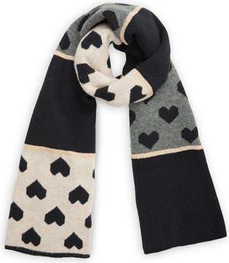 Saachi Heart Colorblock Oversize Scarf in Black at Nordstrom Rack