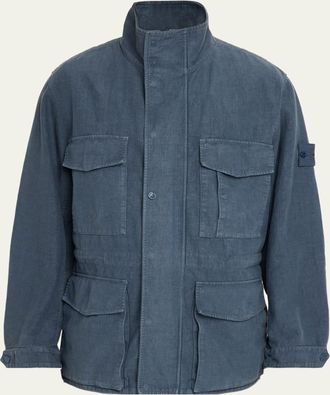 Stone Island Mens Ghost Linen-Blend Field Jacket