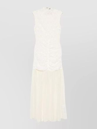 Rotate lace maxi dress ruched bodice high neckline