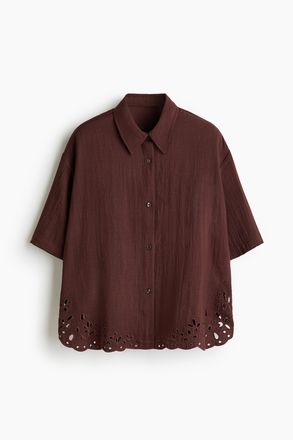 H&M Strandbluse mit Broderie Anglaise - Brown