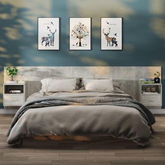 vidaXL Mesitas De Noche De Pared 2 Unidades Color Gris Hormig&oacute;n Vidaxl