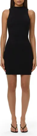 Naked Wardrobe Mock Neck Sleeveless Minidress in Black at Nordstrom, Size X-Large