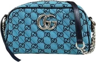 Gucci Pre-owned Cross Body Bags, female, Blue, Size: ONE SIZE Pre-owned GG Marmont Shoulder Bag