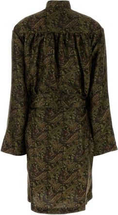 Saint Laurent Womens Dress Green Silk