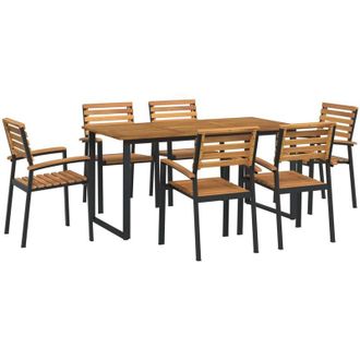 vidaXL Juego De Comedor De Jard&iacute;n 7 Pzas Madera Maciza Acacia Y Metal Vidaxl