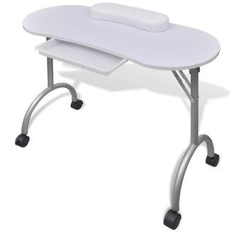 vidaXL Mesa De Manicura Plegable Con Ruedas Blanco Vidaxl