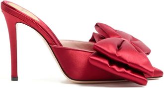 Valentino Garavani 105mm Yolande bow-detailed heeled pumps - women - Viscose/Silk/Calf Leather/Viscose/Silk - 38.5 - Red