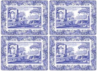 Spode Set Of Four Blue Italian Placemats