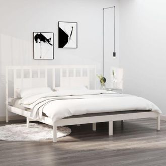 vidaXL Estructura De Cama Madera Maciza De Pino Blanco 200x200 Cm Vidaxl