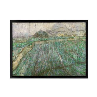 Artery8 Vincent Van Gogh Dutch Rain Framed Canvas Wall Art Print | Size: W24 x H32