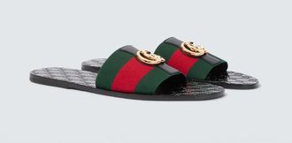 Gucci Riviera GG leather slides