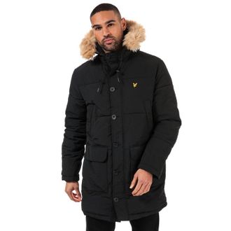 Lyle & Scott Mens And Long Puffer Jacket in Black Nylon - Size X-Small