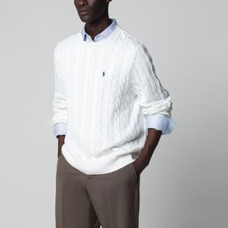 Polo Ralph Lauren Maglione bianco in cotone a trecce