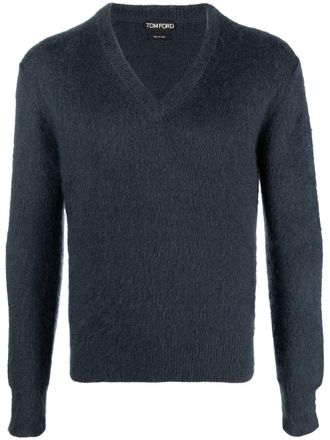 Tom Ford V-neck knitted jumper - Blue