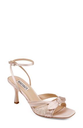 Badgley Mischka Joselyn Ankle Strap Sandal in Latte Satin at Nordstrom, Size 5.5