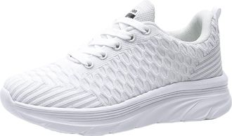 Generic Platform Slip on Trainers Womens,Leather Trainers,Waterproof Round Toe Tennis Shoes,Casual Soft Sole Wedge Sneakers,Lightweight Lace Up Jogging Shoes,