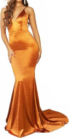 Portia & Scarlett Long Formal Prom Dress In Burnt Orange