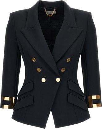 Elisabetta Franchi Black Double Stretch Cr&ecirc;pe Double-Breasted Blazer