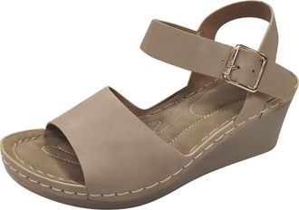 Generic Cocila Ladies Sandals Women Buckle Platform Slippers Versatile Mouth Breathable Khaki, 4.5 Womens Sports Wide Fit Sandal Gold Wedges For Flat Rubber W