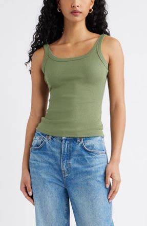 Open Edit Rib Tank in Olive Branch at Nordstrom, Size Xx-Small