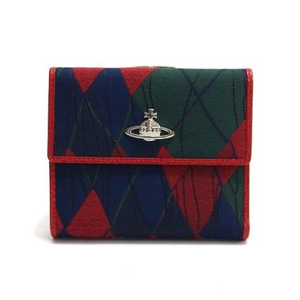 Vivienne Westwood Green Navy Red Color Leather Canvas Wallet (Tri-Fold) (Pre-Owned)