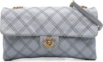 Chanel Borsa a tracolla Jumbo Triple Stitched in pelle di vitello trapuntata con battente 2014 - Grigio