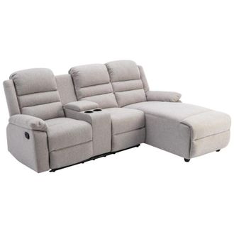 Vente-Unique Vente-unique - Divano relax in Tessuto Beige - Angolo a destra - macedonia