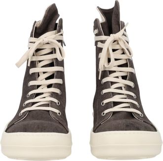 Rick Owens High-Top Textured Fabric Zipper Sneakers