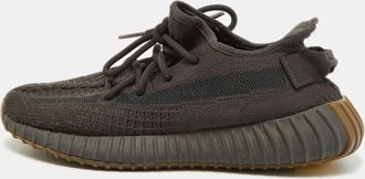 adidas Boost 350 V2 Size 38.5 Grey Knit Fabric Lace Up Sneakers