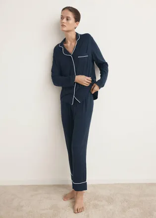 Mango Pigiama due pezzi bordo indaco - Donna - S - MANGO