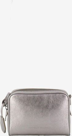 Brunello Cucinelli Schultertasche aus Metallicleder Boston