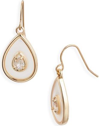 Nordstrom Resin Cubic Zirconia Teardrop Earrings in Clear- White- Gold at Nordstrom