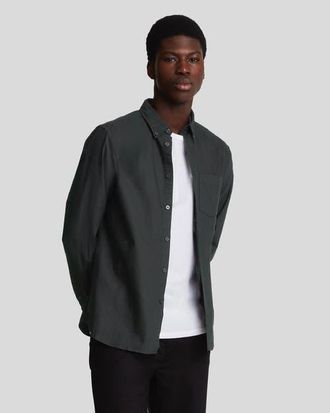 Lyle & Scott Tonal Eagle Plain Oxford Shirt in Jet Black at Nordstrom, Size Xx-Large