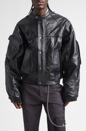 Martine Rose Bumbag Leather Jacket in Black at Nordstrom, Size Medium
