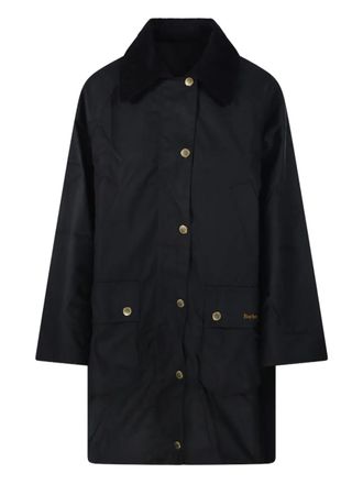 Barbour Beadnell jas met ribfluwelen kraag - Zwart