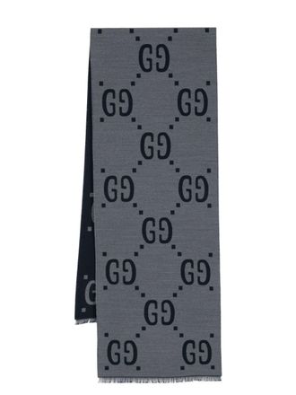 Gucci Sjaal met franje en GG jacquard - Blauw