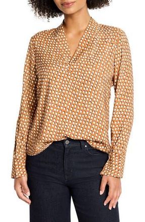 Nic+Zoe Shadow Dot Long Sleeve Top in Neutral Multi at Nordstrom Rack, Size Large