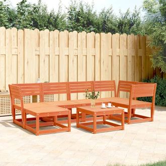 vidaXL Juego De Sof&aacute;s De Jard&iacute;n 6 Pzas Madera Maciza Pino Marr&oacute;n Cera Vidaxl