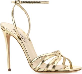 Casadei Womens Gold Leather Interstellar Sandals Platino Sandali