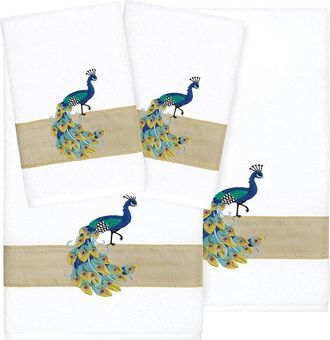 Linum Home Textiles 100% Turkish Cotton Penelope 4Pc Embellished Towel Set