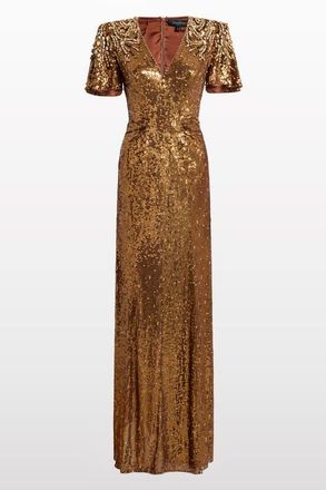 Jenny Packham Manon Sequin-Embellished Dress in Bronze at Nordstrom, Size 10 Uk