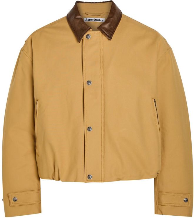 Opada Padded Leather-trim Cotton Jacket - Sand - 48 (IT48 / M)