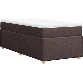vidaXL Cama Box Spring Con Colch&oacute;n Tela Marr&oacute;n Oscuro 80x200 Cm Vidaxl