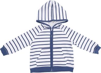 Angel Dear Kids Oceana Stripe French Terry Zip Hoodie in Ivory Navy at Nordstrom, Size 18-24M