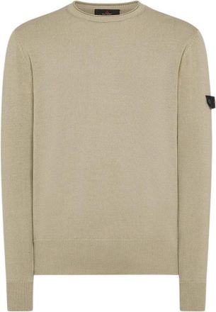Peuterey Rondgebreide trui - Heren - Ronde hals truien - Beige - XS - Polyester - Truien & Vesten