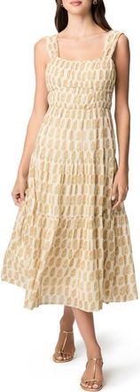 Paige Kinney Tiered Cotton Midi Dress in Bone Multi at Nordstrom, Size 10