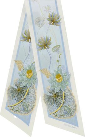 Ferragamo Water Lily printed silk scarf - Blue