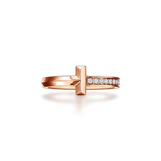 Tiffany & Co. Tiffany T T1 Ring in Rose Gold with Diamonds - Size 4 1/2